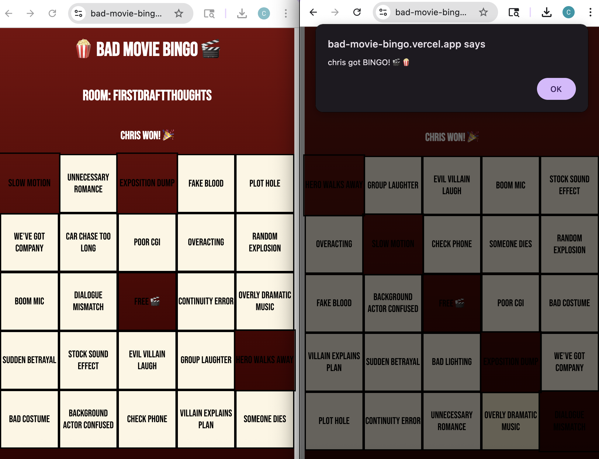 bad movie bingo winner